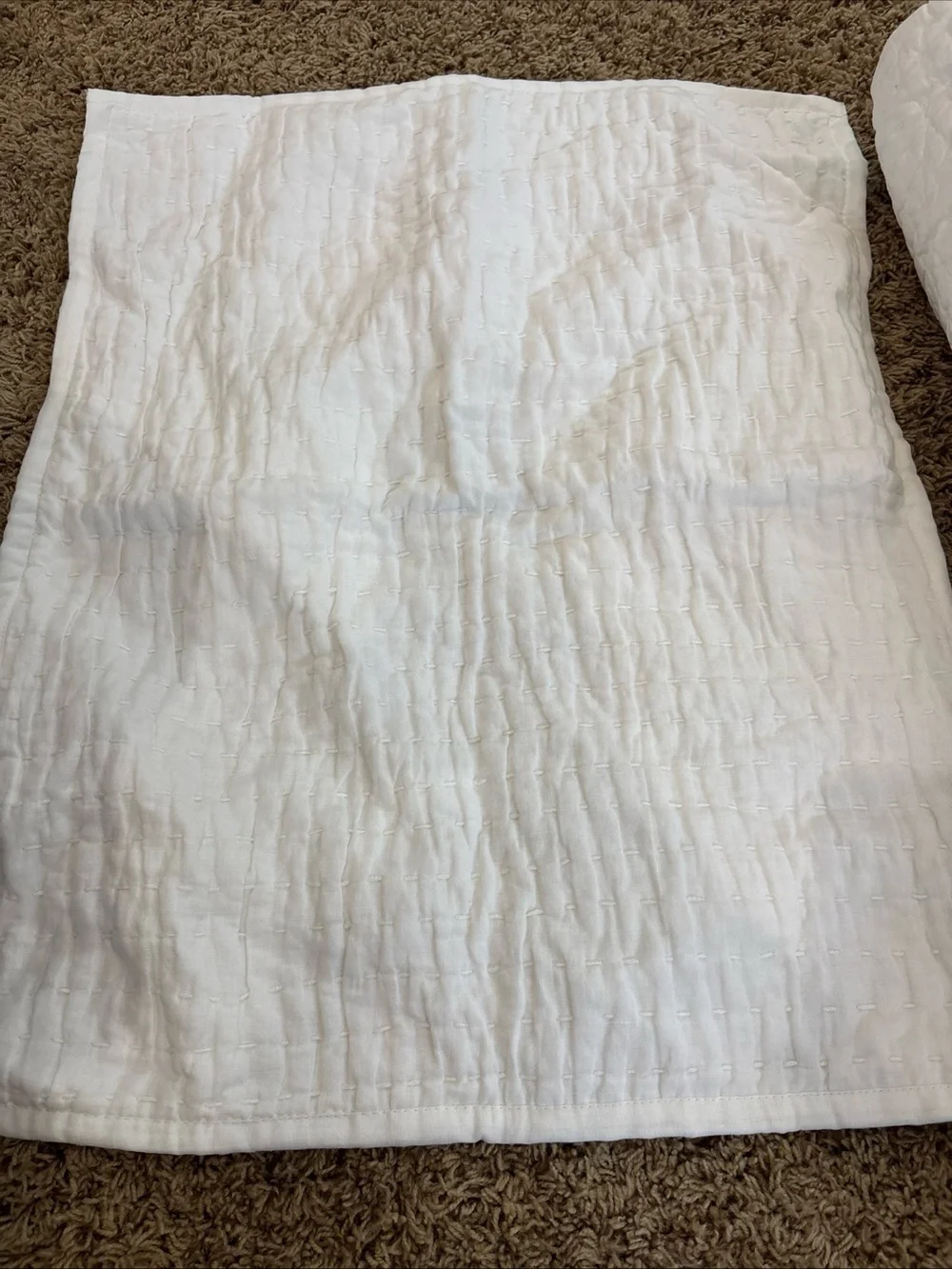 Quince European Linen Cotton Stitch Quilt Set Full/Queen White